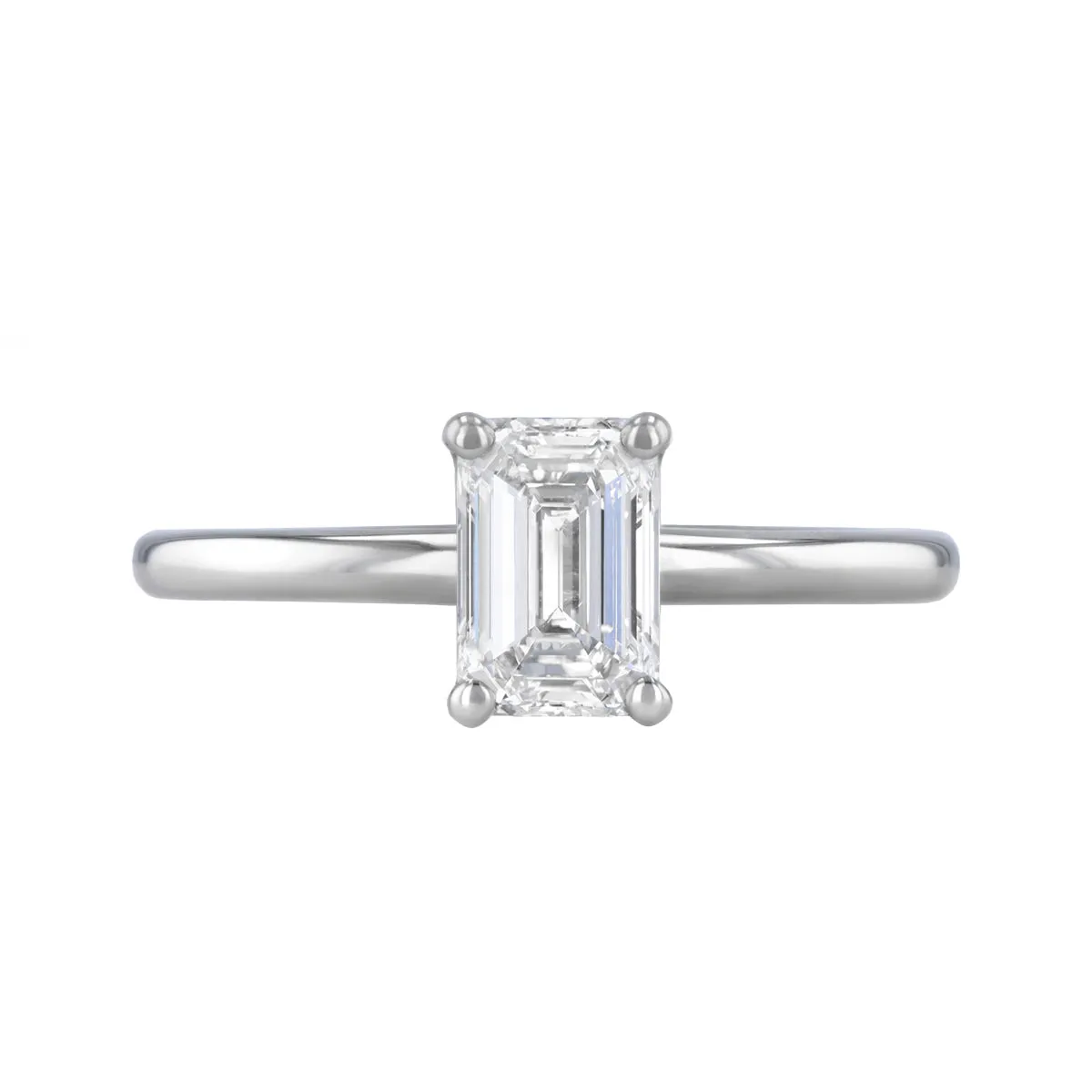0-75ct Sofia Emerald Cut Diamond Solitaire Engagement Ring | 18ct White Gold