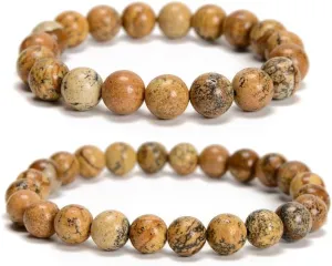 01 2pcs/set (8mm 10mm), Healing Gemstone Bracelet with Spiritural Energy Power, Round Beads Stretch Bracelets for Women Men Gift
