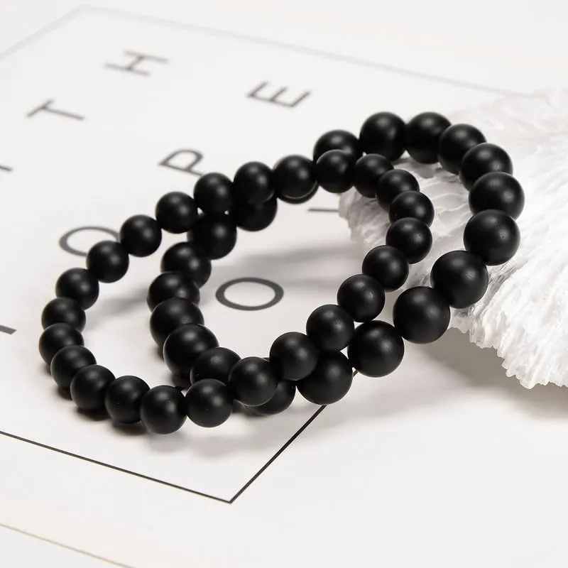 01 2pcs/set (8mm 10mm), Healing Gemstone Bracelet with Spiritural Energy Power, Round Beads Stretch Bracelets for Women Men Gift