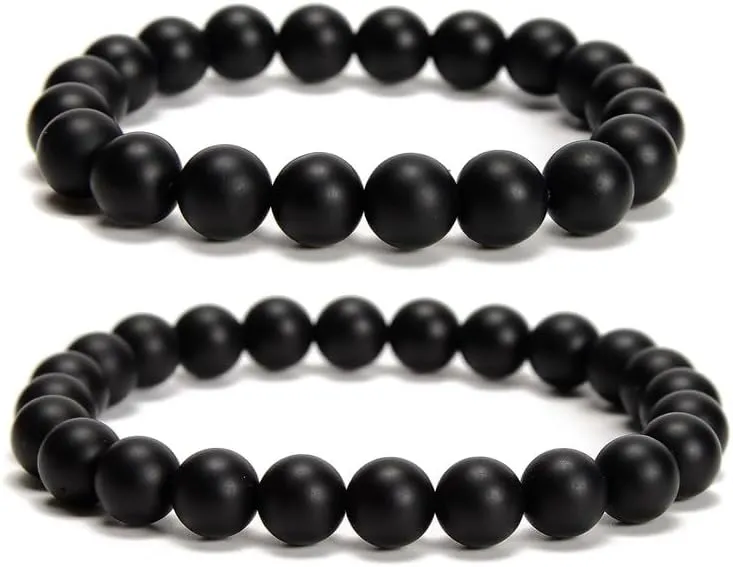 01 2pcs/set (8mm 10mm), Healing Gemstone Bracelet with Spiritural Energy Power, Round Beads Stretch Bracelets for Women Men Gift