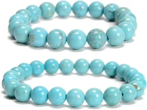 01 2pcs/set (8mm 10mm), Healing Gemstone Bracelet with Spiritural Energy Power, Round Beads Stretch Bracelets for Women Men Gift