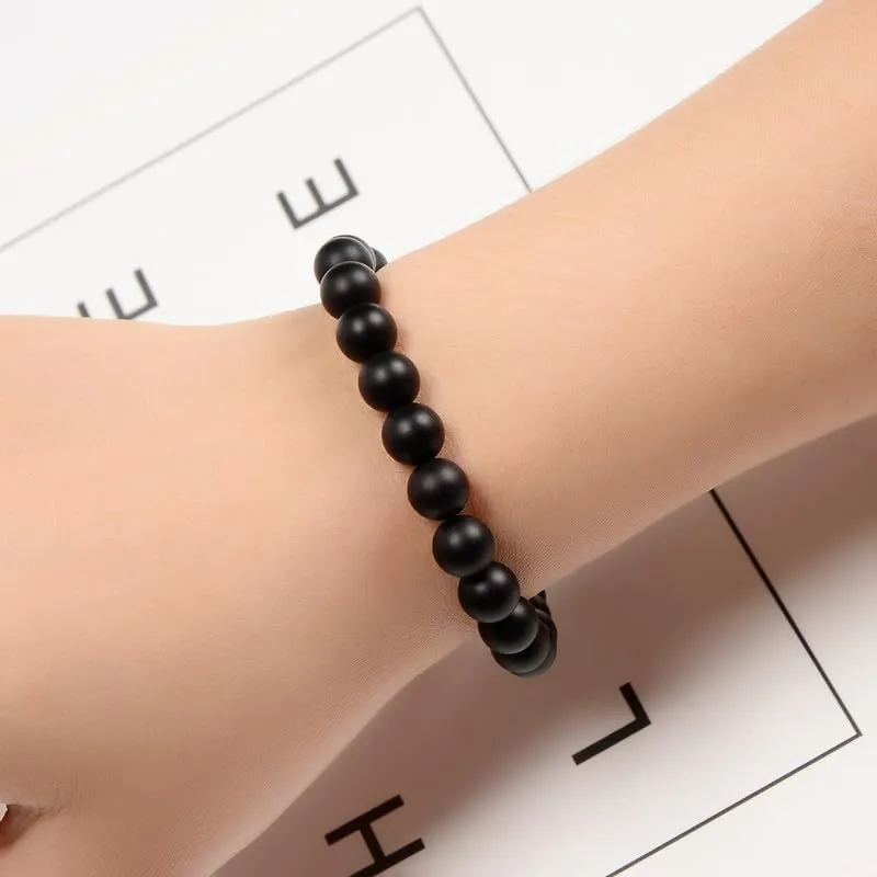 01 2pcs/set (8mm 10mm), Healing Gemstone Bracelet with Spiritural Energy Power, Round Beads Stretch Bracelets for Women Men Gift