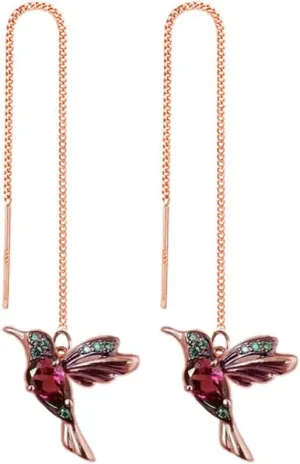 1-3Pairs Cute Flying Hummingbird Drop Earrings Long Tassel Flyer Rhinestone Bird Crystal Dangle for Women Girls Elegant Jewelry