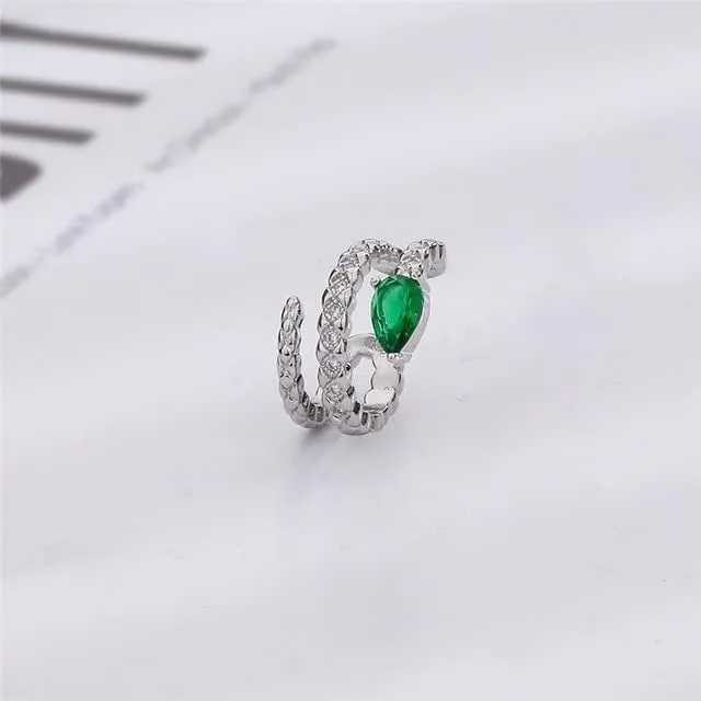 1 Pc Non-Piercing Cuff Ear Clip Earring for Women Shiny Crystal Snake Shape Fake Piercing Jewelry Gifts