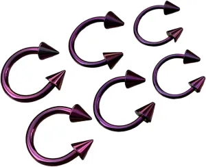 1 Piece Unique Titanium Spiked Circular Barbell Horseshoe Septum, Eyebrow, Nipple Ring - Body Jewelry