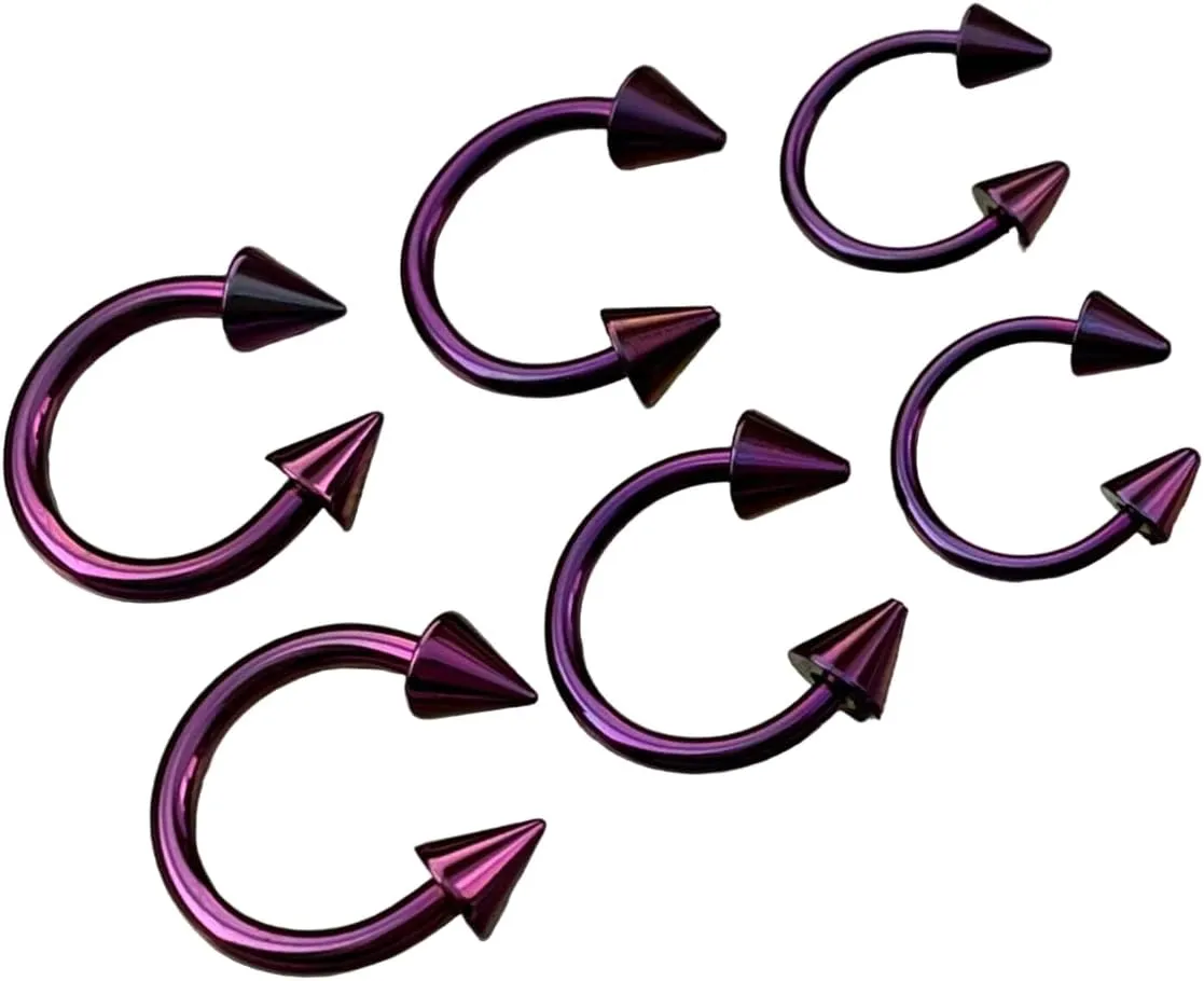 1 Piece Unique Titanium Spiked Circular Barbell Horseshoe Septum, Eyebrow, Nipple Ring - Body Jewelry