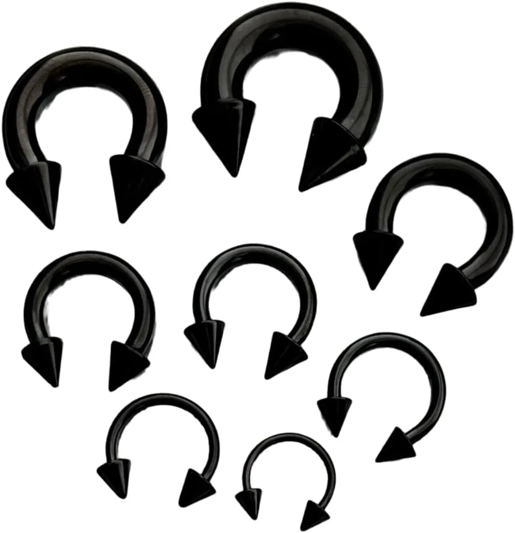 1 Piece Unique Titanium Spiked Circular Barbell Horseshoe Septum, Eyebrow, Nipple Ring - Body Jewelry