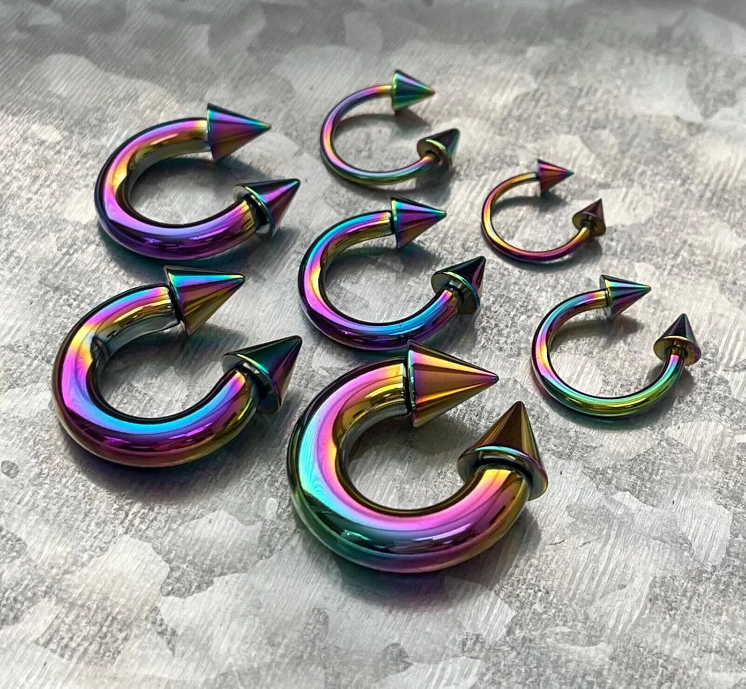 1 Piece Unique Titanium Spiked Circular Barbell Horseshoe Septum, Eyebrow, Nipple Ring - Body Jewelry