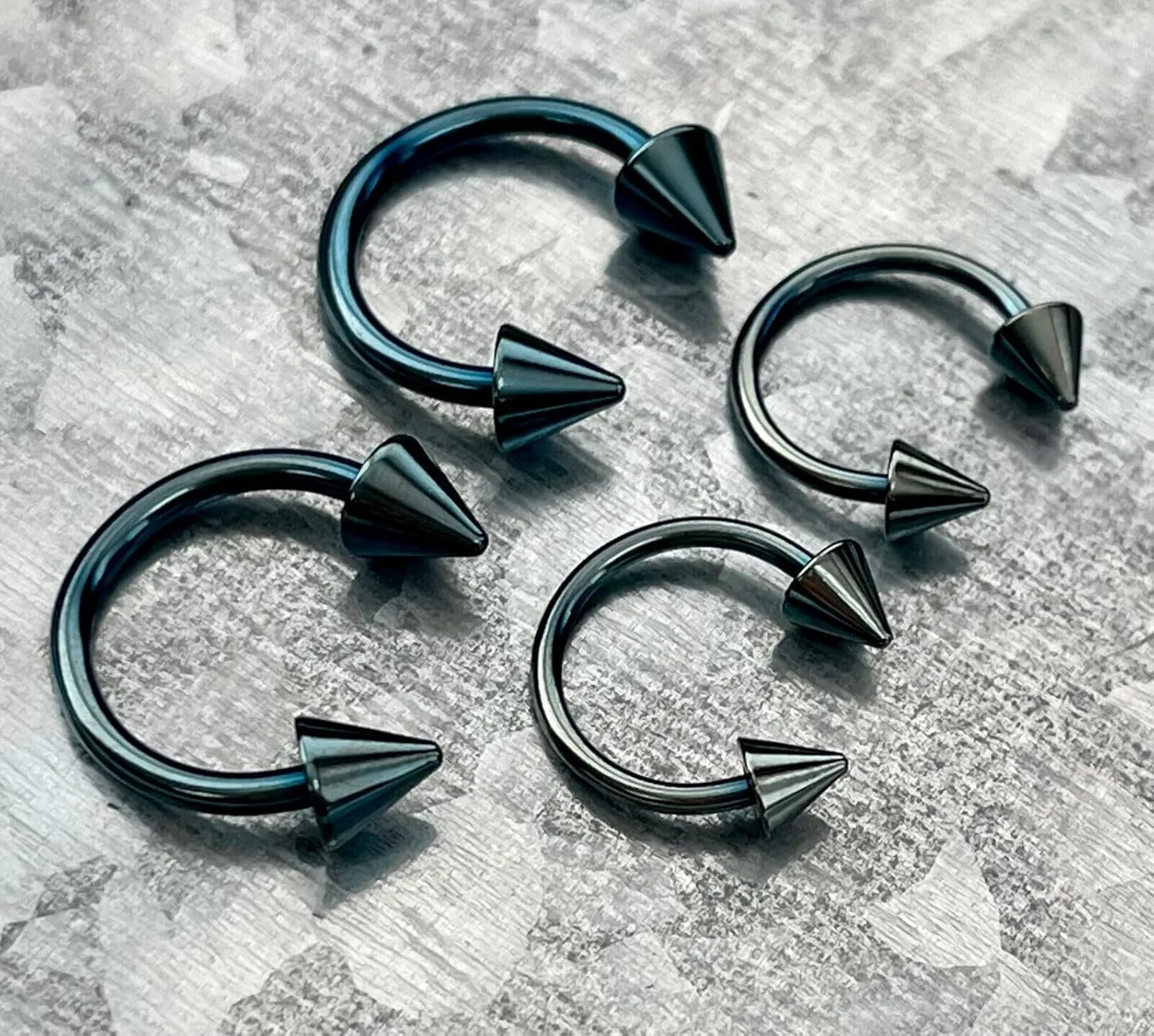 1 Piece Unique Titanium Spiked Circular Barbell Horseshoe Septum, Eyebrow, Nipple Ring - Body Jewelry