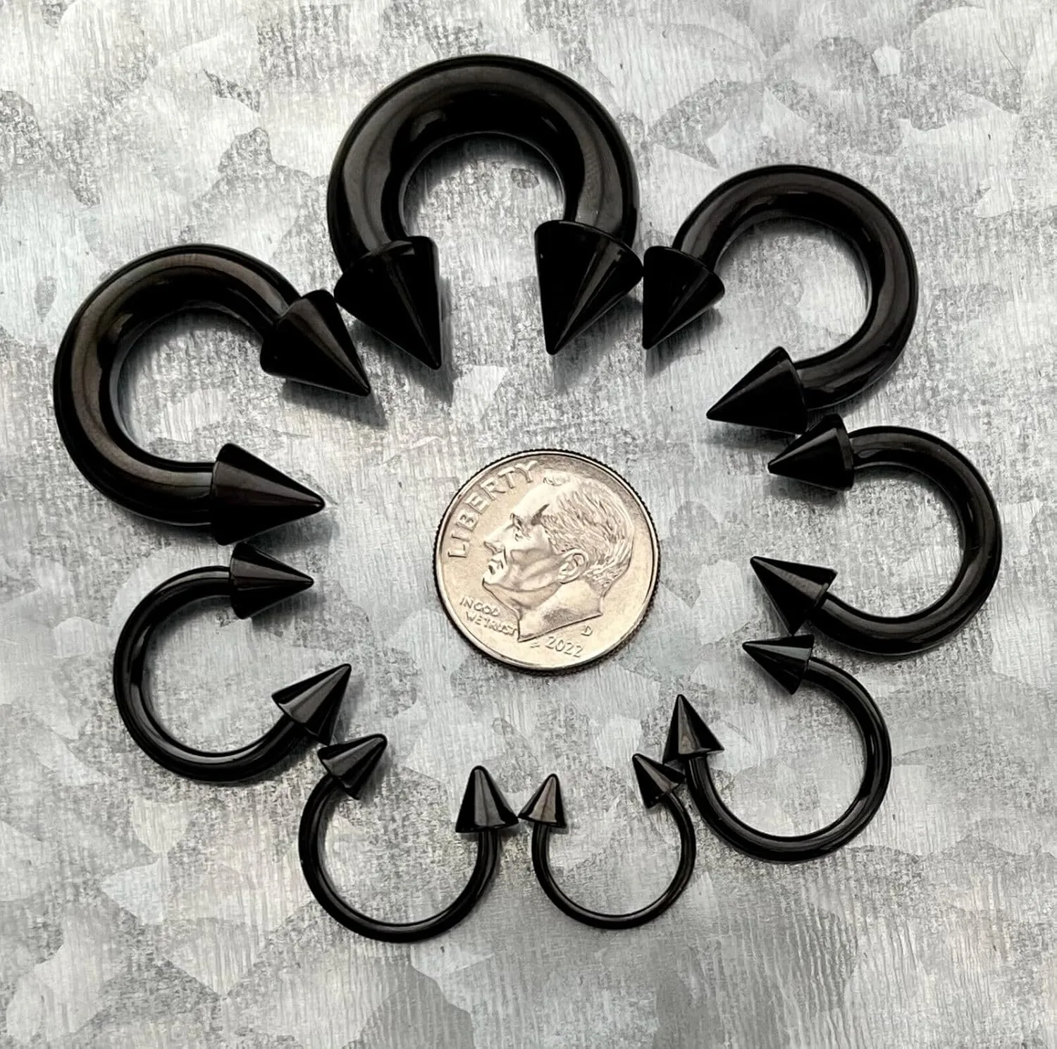 1 Piece Unique Titanium Spiked Circular Barbell Horseshoe Septum, Eyebrow, Nipple Ring - Body Jewelry