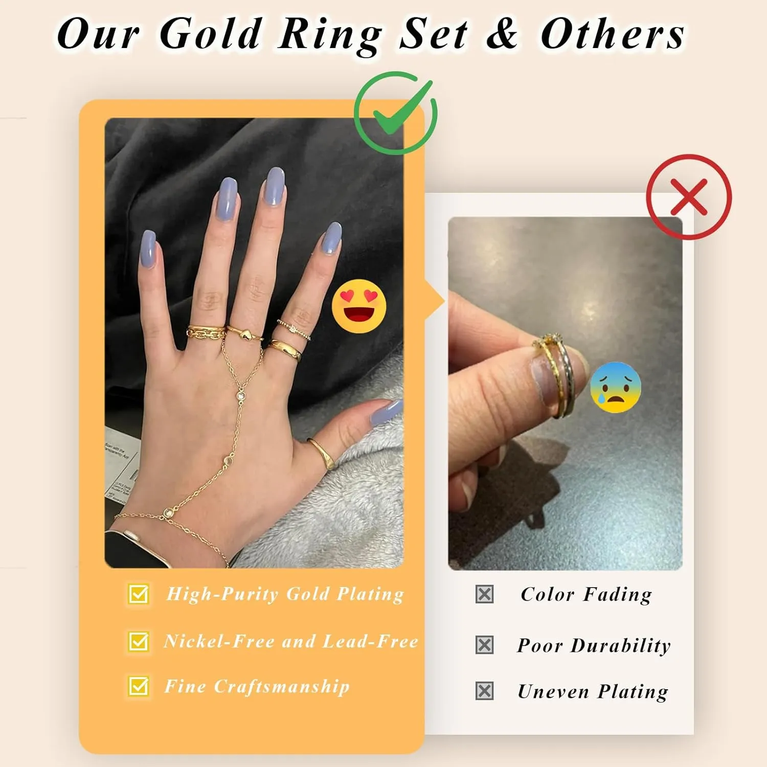 10 PCS Dainty 14K Gold Rings for Women, Open Twist Simulated Diamond Criss Cross Designs, Perfect for Stacking Layering on Thumb and Knuckle Engagement Rings in Sizes 6-10