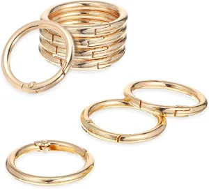 10 PCS Keychain Ring, 2.5 Inch Spring Key Chain Rings for Purse, Round Gold Carabiner Clip Small Key Rings Hooks Replacement for Car Keys Bags Purses Buckle (Light Gold)