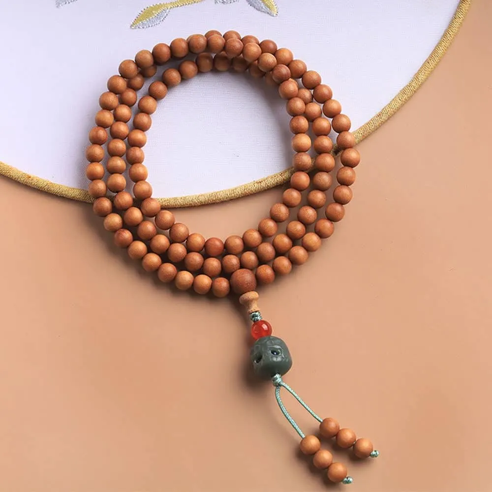 108 Sandalwood Wooden Bracelet Buddha Bead Prayer Bracelet Necklace for Meditation Accessories Gift,8mm