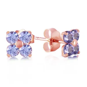 1.15 Carat 14K Solid Rose Gold Stud Earrings Natural Tanzanite