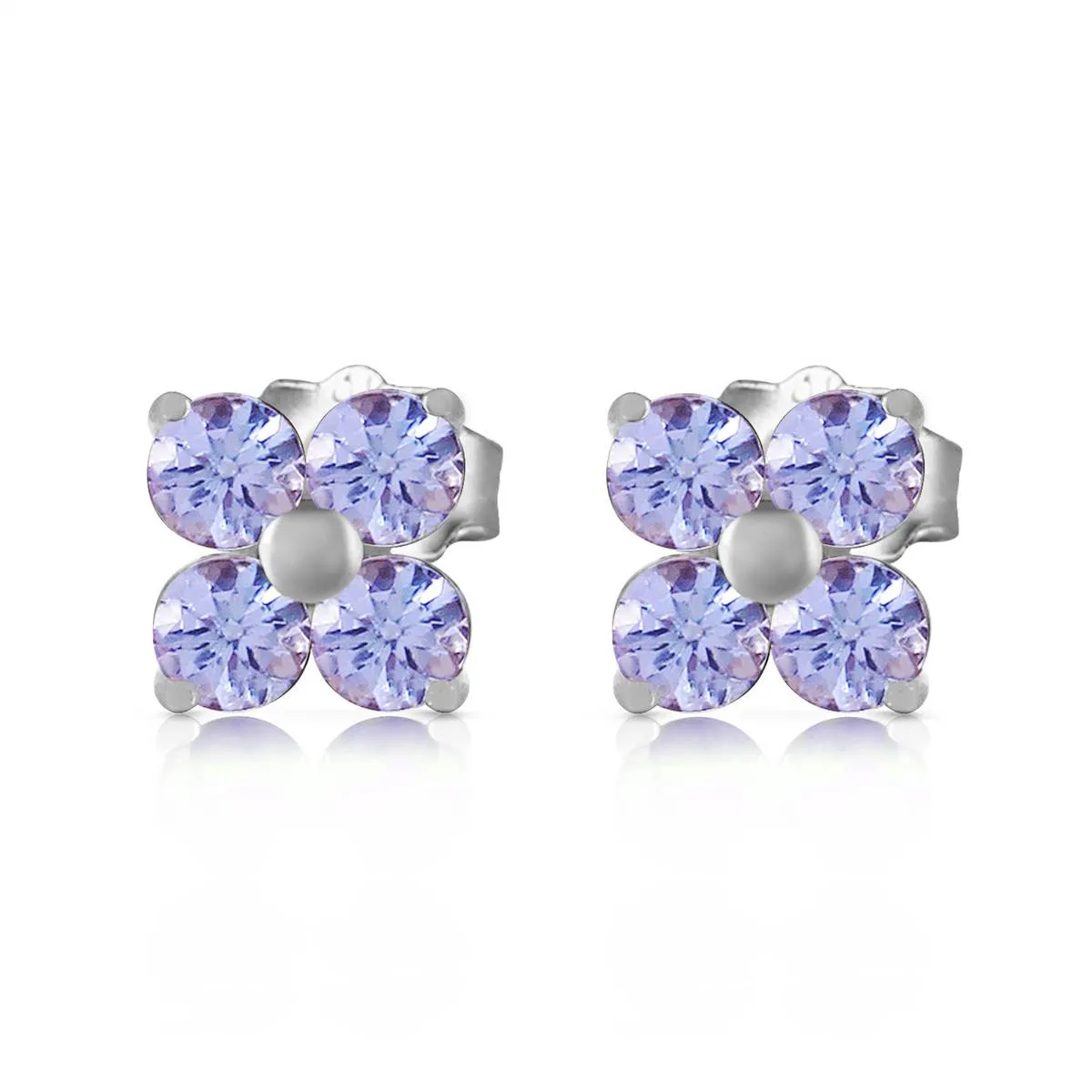 1.15 Carat 14K Solid White Gold Stud Earrings Natural Tanzanite