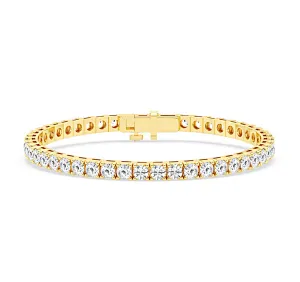 12.00 Carat tw Beautiful Yellow Gold Round Brilliant Cut Shiny Diamond Ladies Tennis Bracelet.Secure Double Clasp.