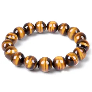 12MM Tiger Eye Bracelet for men women,Release stress and fear,Courage And Confidence Bracelet, Handmade Natural Stone Crystal Bead jewelry Chakra Protection Bracelets (12MM)