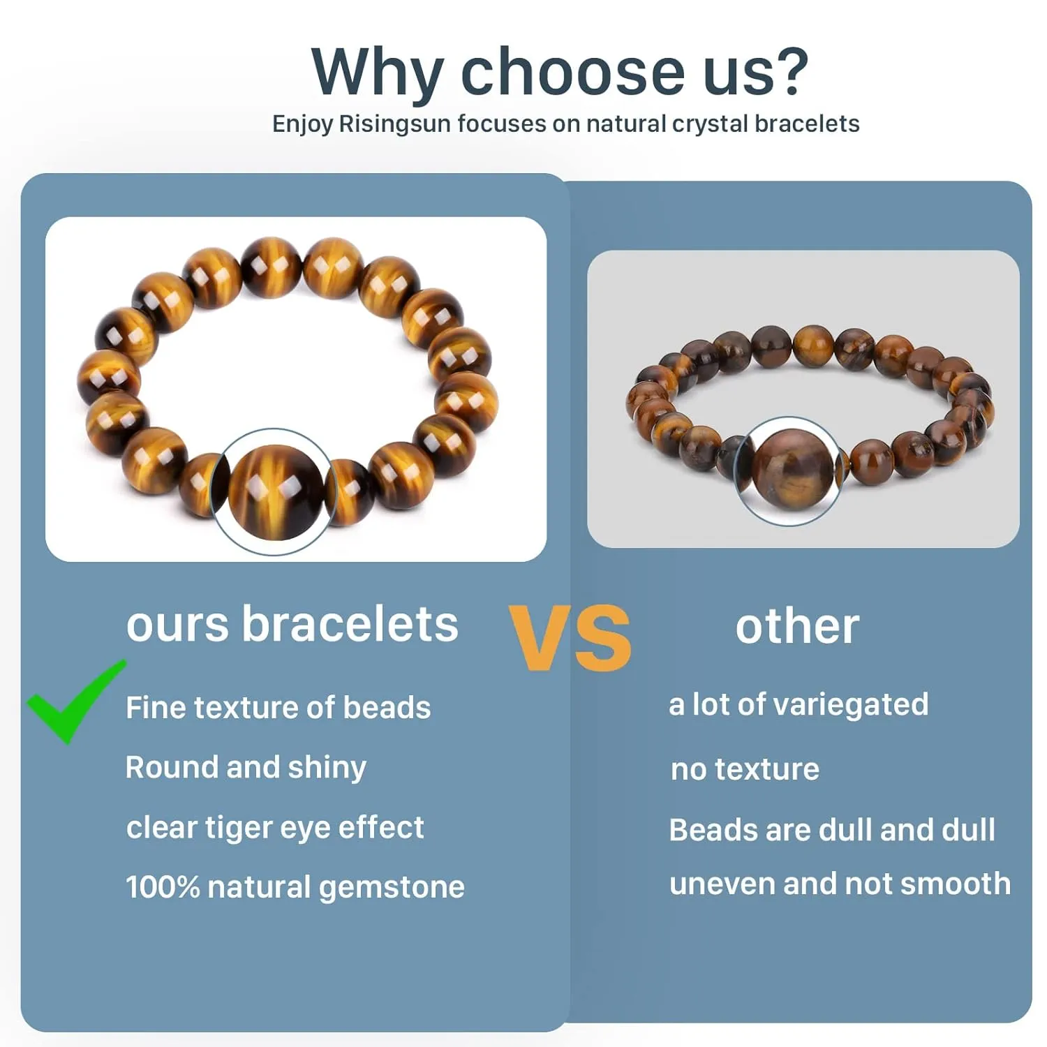 12MM Tiger Eye Bracelet for men women,Release stress and fear,Courage And Confidence Bracelet, Handmade Natural Stone Crystal Bead jewelry Chakra Protection Bracelets (12MM)
