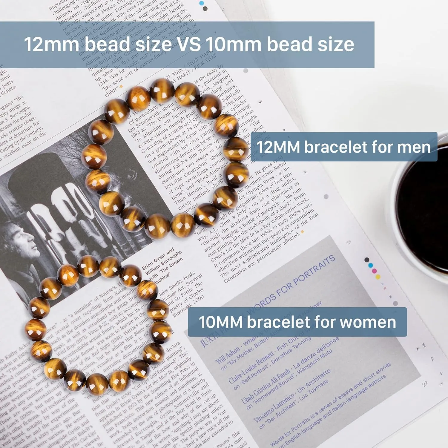 12MM Tiger Eye Bracelet for men women,Release stress and fear,Courage And Confidence Bracelet, Handmade Natural Stone Crystal Bead jewelry Chakra Protection Bracelets (12MM)