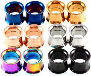 12Pcs Large Tunnel Plug, Unique Gauges for Ears Multicolor Hoop Stainless Steel Tunnel Gauges