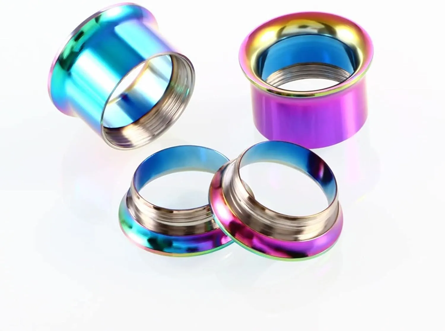 12Pcs Large Tunnel Plug, Unique Gauges for Ears Multicolor Hoop Stainless Steel Tunnel Gauges