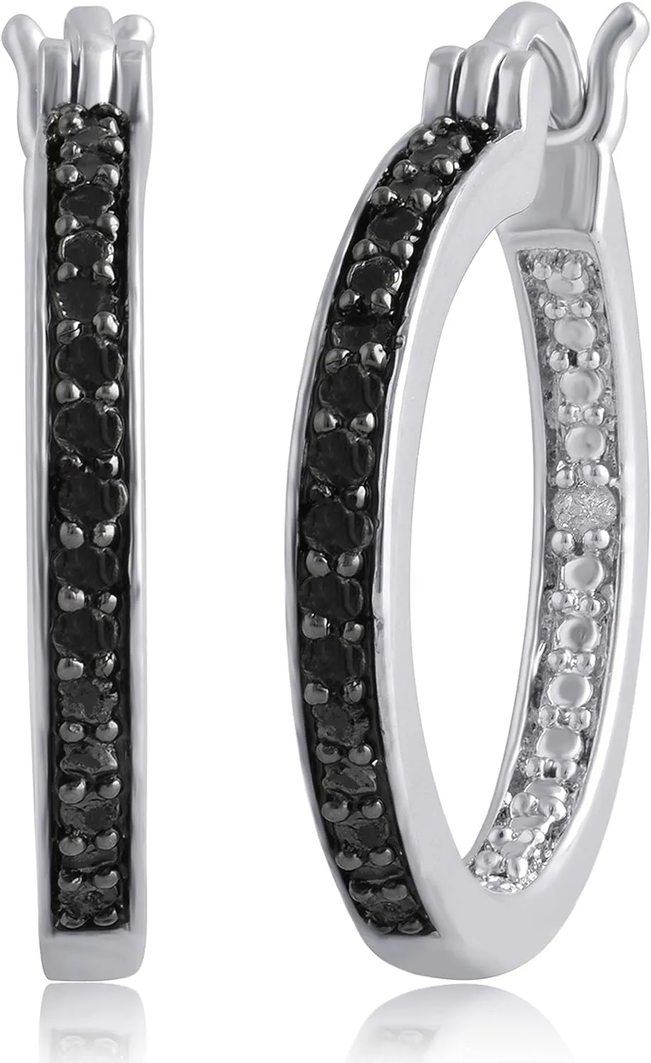 1/3 Cttw Inside out Black Diamond Hoop Earring for Women |Gift Box Included