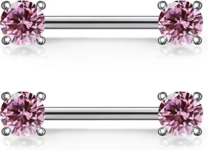 14G ASTM F136 Titanium Nipple Piercing Jewelry Shiny CZ Nipple Barbell Jewelry Internally Threaded G23 Solid Titanium Nipple Piercing Barbell Ring Jewelry for Women Men 14 Gauge