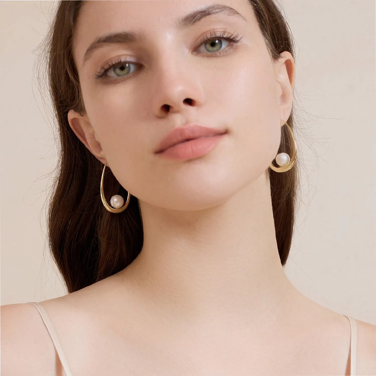 14k Gold Plated Lightweight Pearl Earrings,Trendy Jewelry,Teardrop Hoop Earrings for Women,Pearl Drop Earrings,Elegant Jewelry for Gifts
