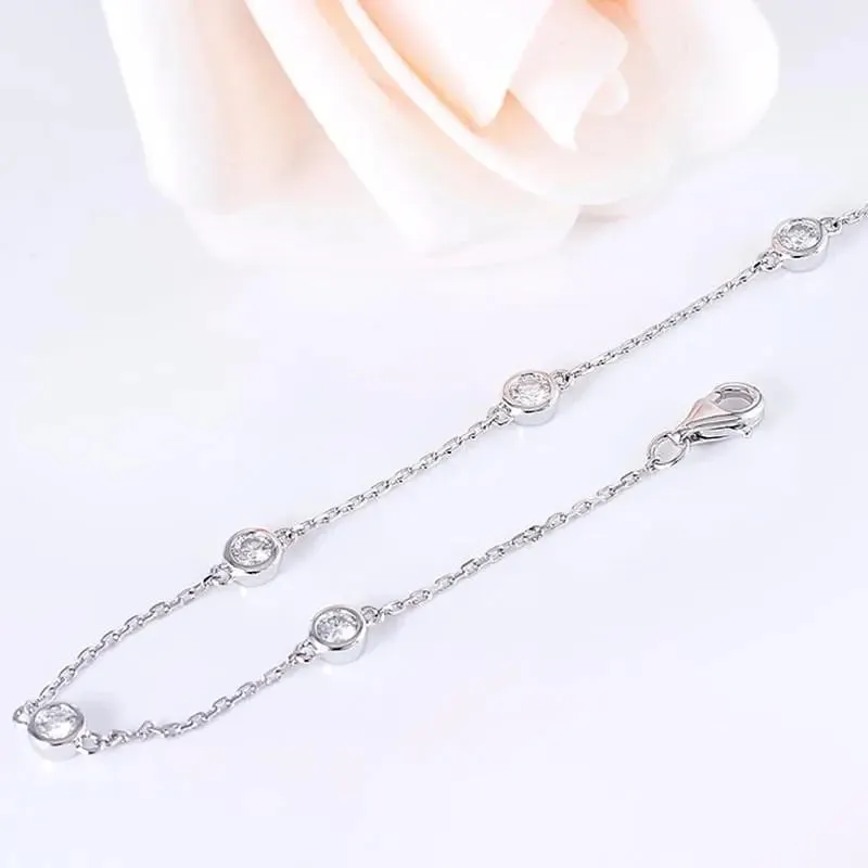 14k White Gold Moissanite Bracelet 0.55ctw