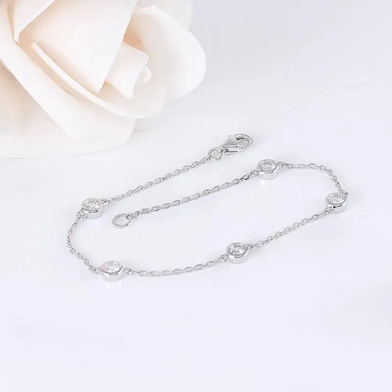14k White Gold Moissanite Bracelet 0.55ctw