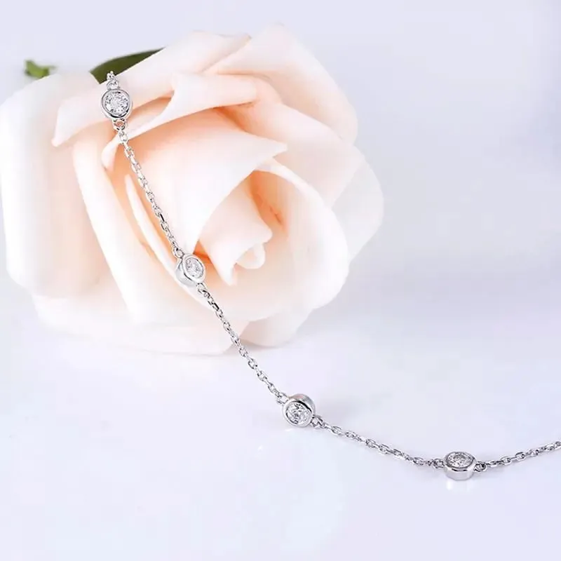 14k White Gold Moissanite Bracelet 0.55ctw