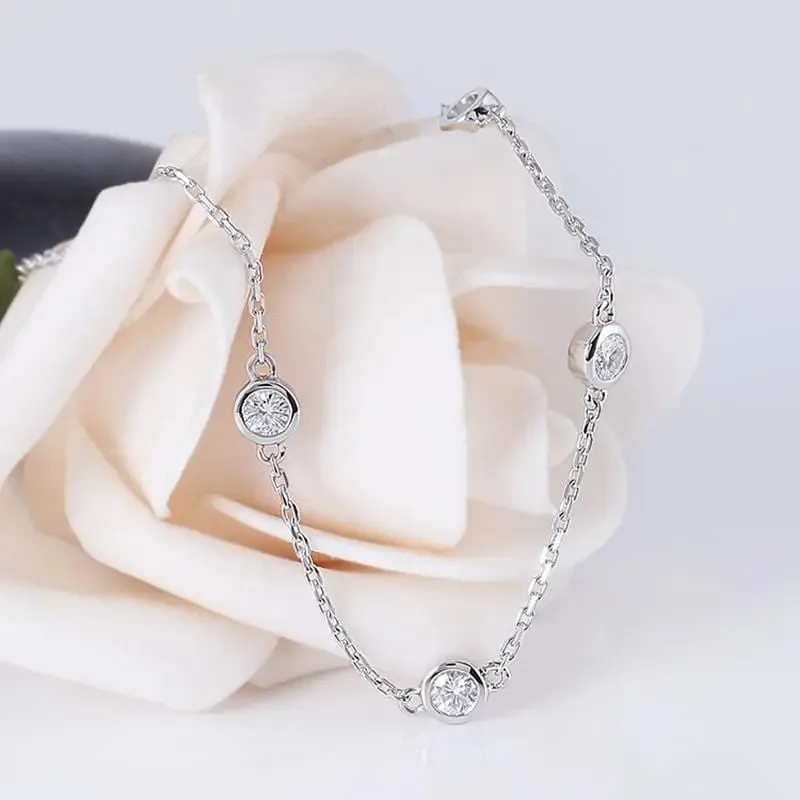 14k White Gold Moissanite Bracelet 0.55ctw
