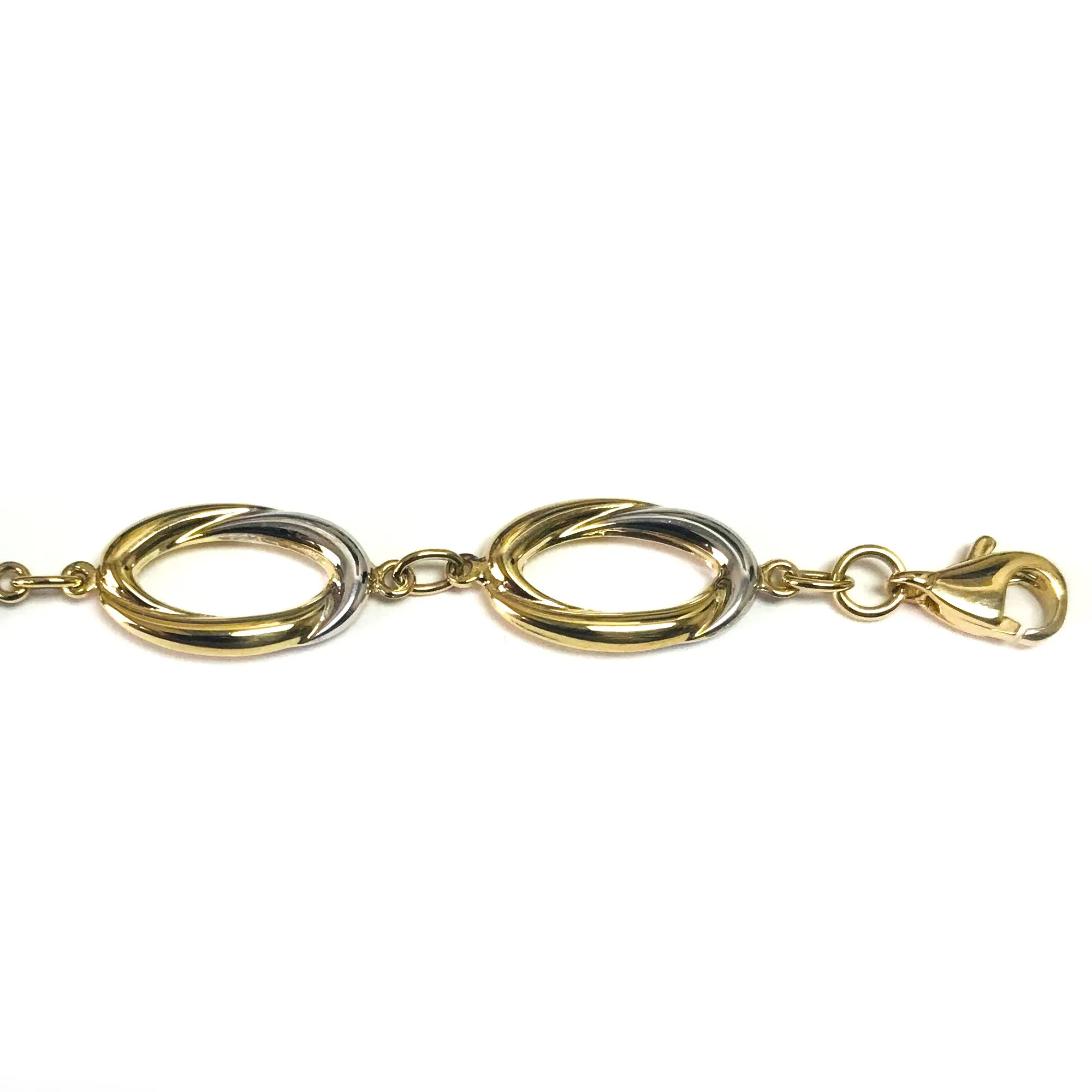 14k Yellow And White Gold Oval Links Bracelet, 7,5"