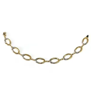 14k Yellow And White Gold Oval Links Bracelet, 7,5"