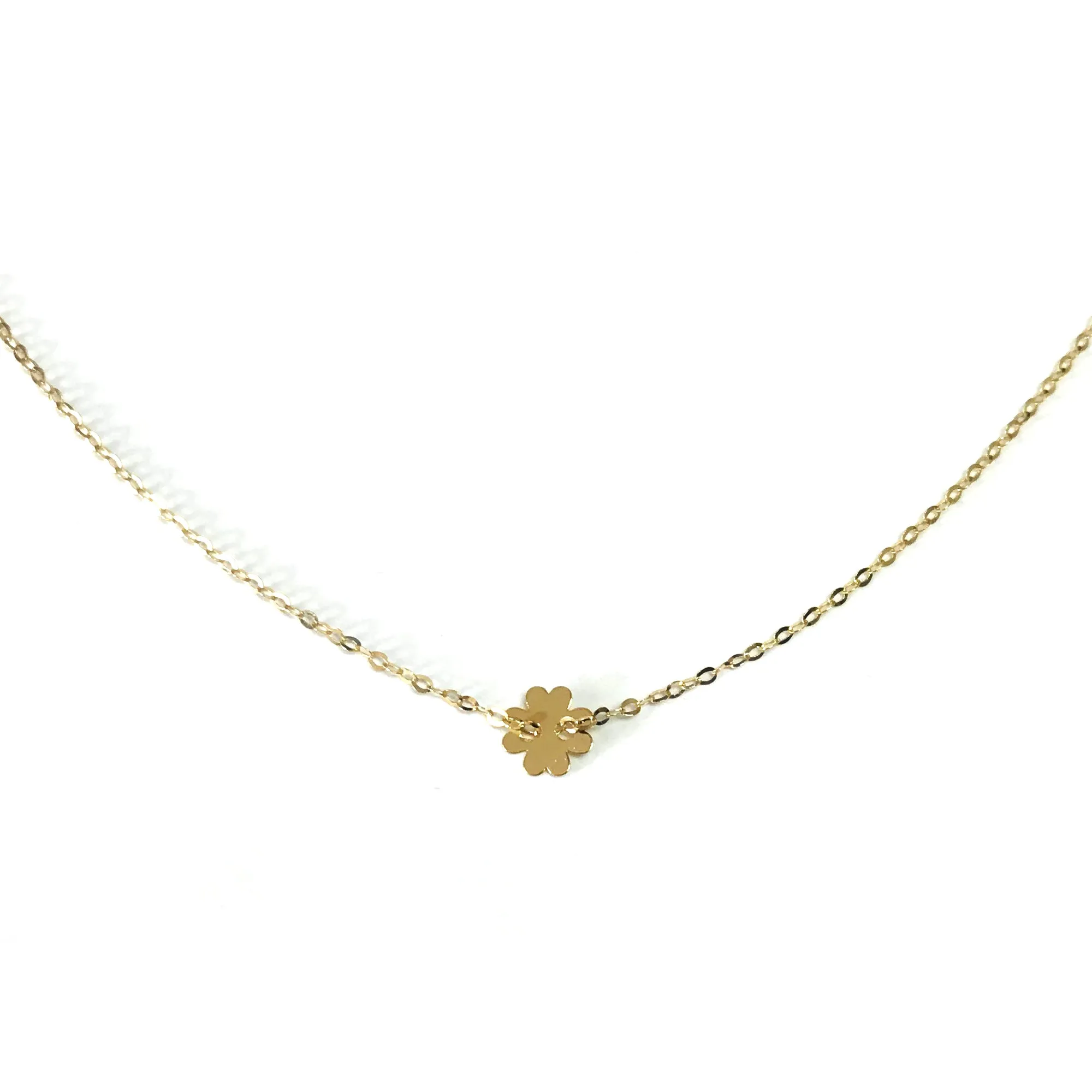 14k Yellow Gold Clover Charm Fancy Bracelet, 7"