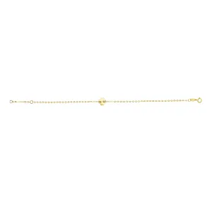 14k Yellow Gold Clover Charm Fancy Bracelet, 7"