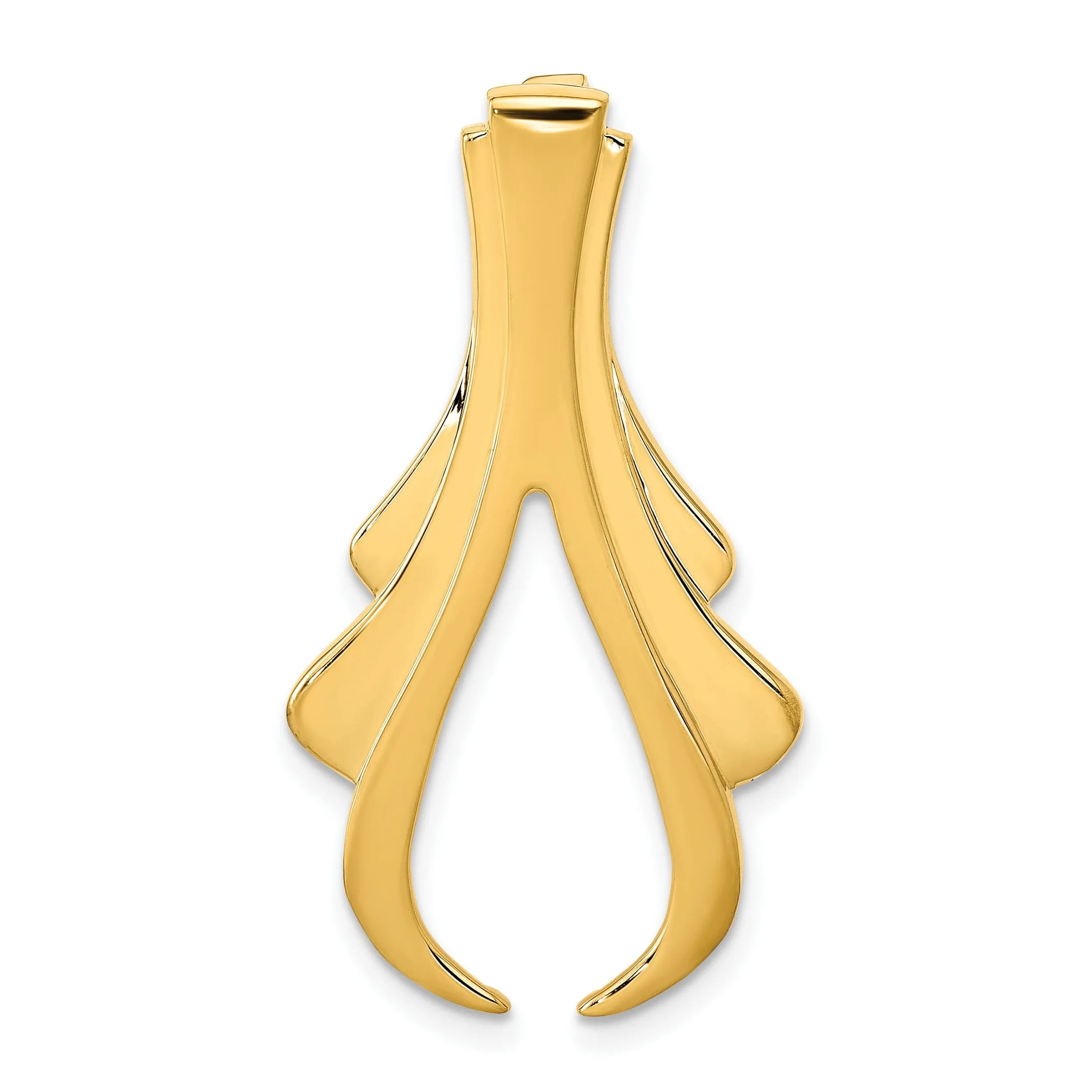 14k Yellow Gold Solid Fancy Design Omega Slide Pendant