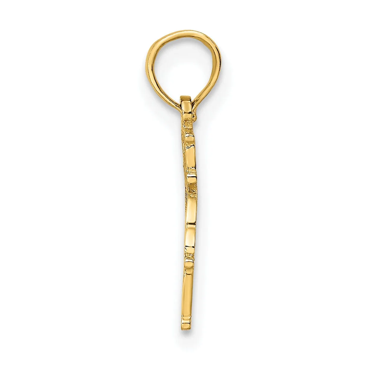 14K Yellow Gold Textured Polished Finish I HEART DOLPHINS with Dolphin Charm Pendant
