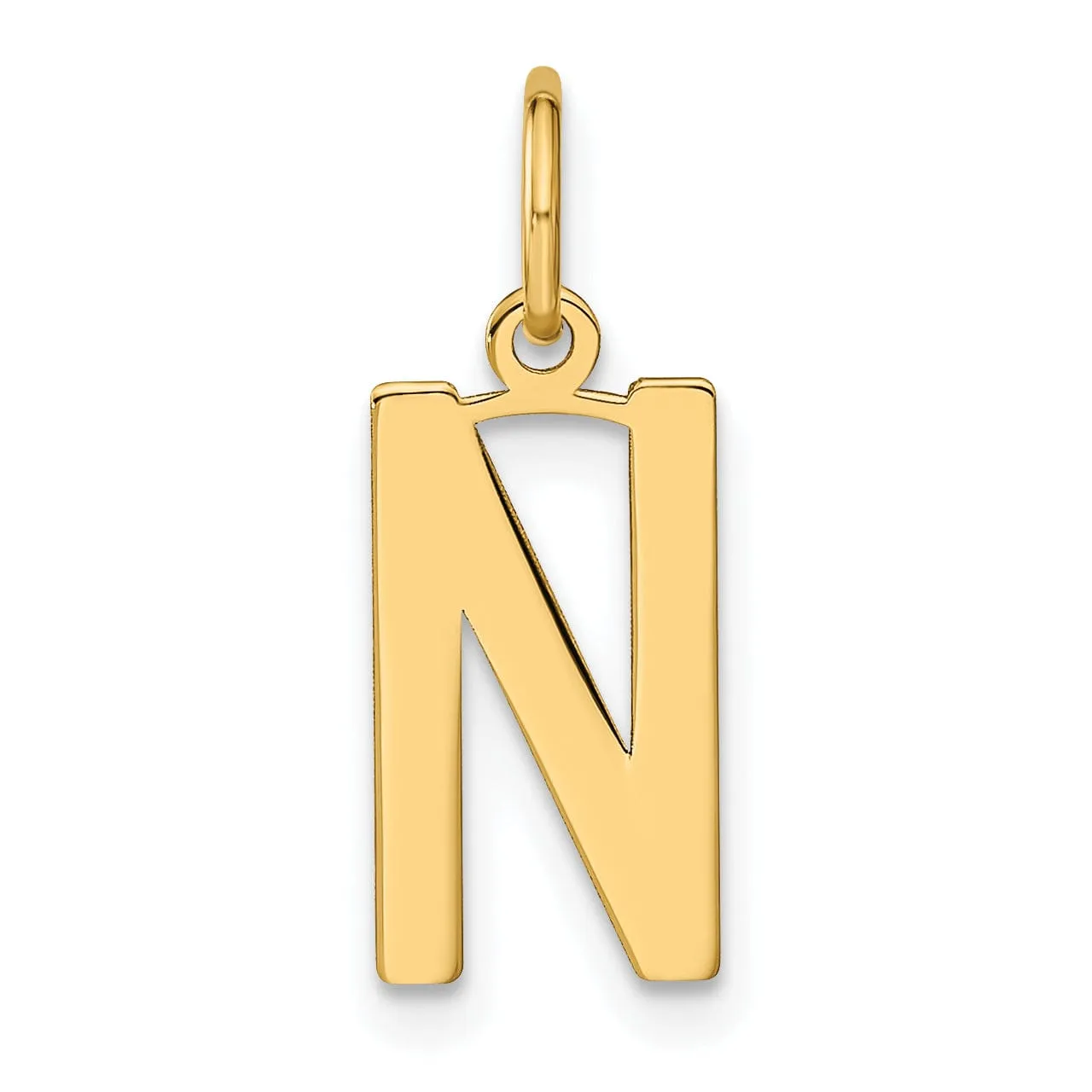 14k Yellow Gold Women's Letter N Initial Charm Pendant