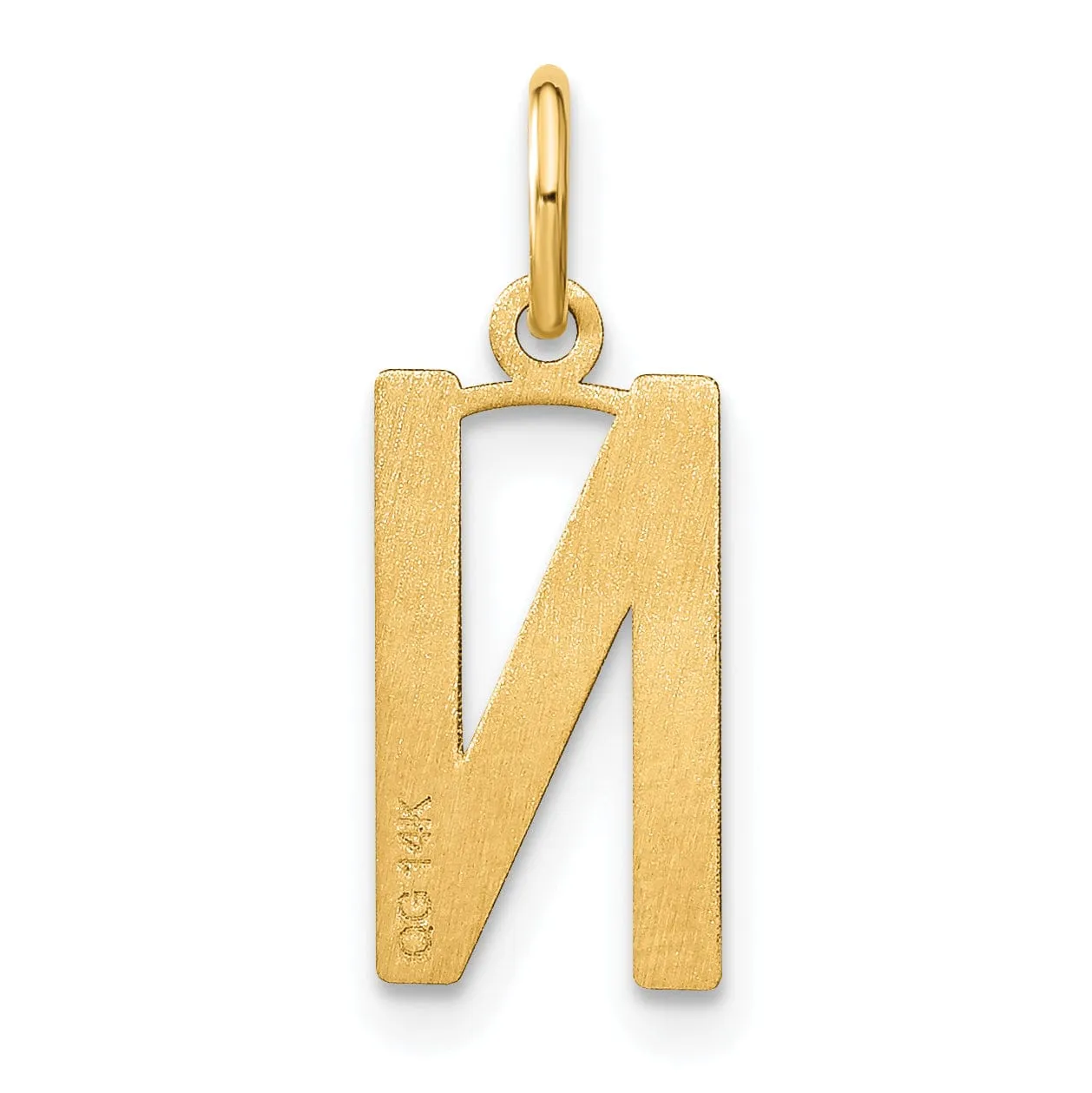 14k Yellow Gold Women's Letter N Initial Charm Pendant