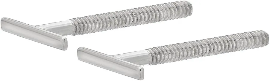 14k Yellow White Gold Tiny LIne Bar Earrings for Her Second Piercing - Tin Studs Earring with SCREW BACK - Small Unique Jewelry for Women & Her - Hypoallergenic for Sensitive Ears