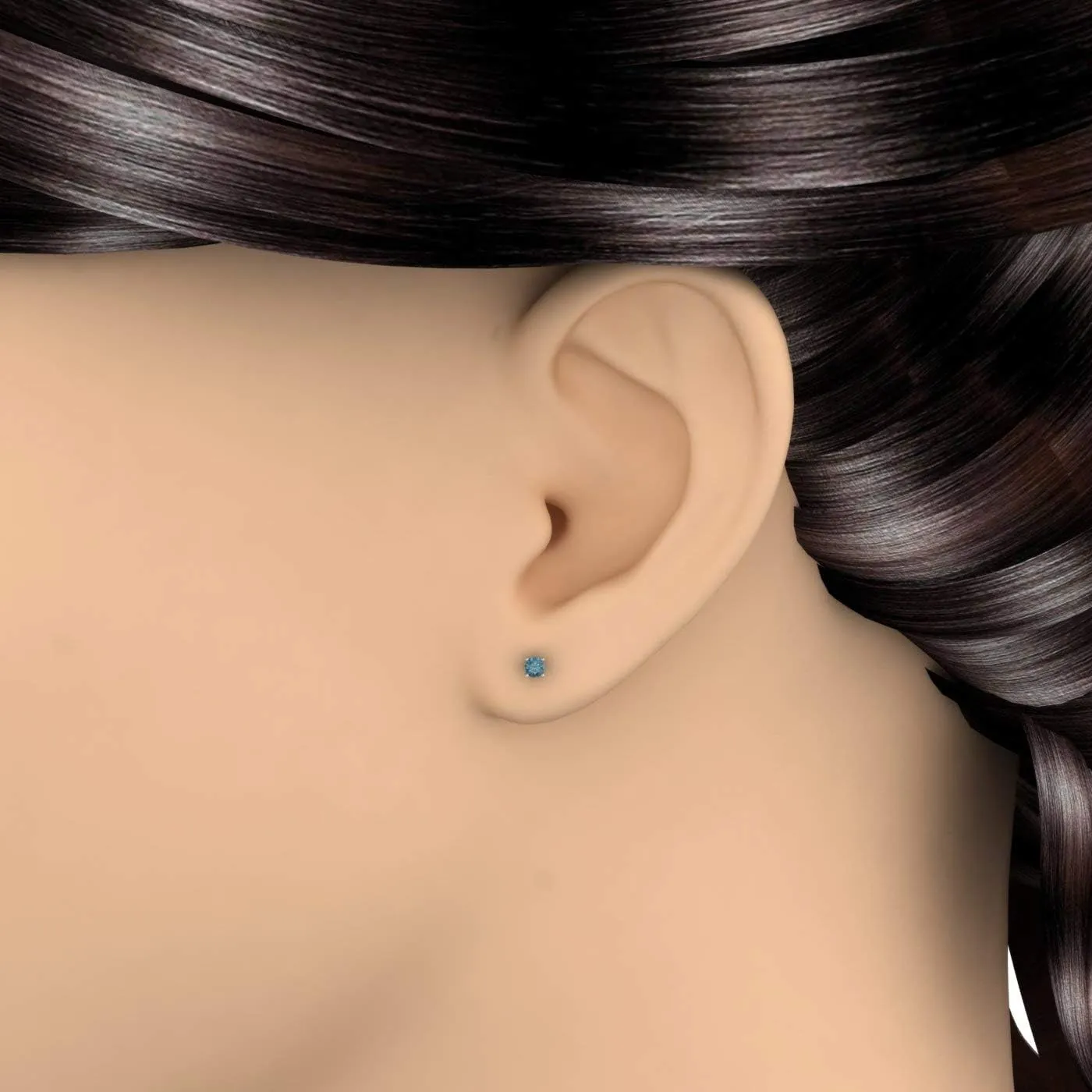 1/5 to 1 Carat 4-Prong Set Blue Diamond Stud Earrings in 10K Gold