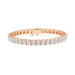 15.00 Carat tw Beautiful Rose Gold Round Brilliant Cut Shiny Diamond Ladies Tennis Bracelet.Secure Double Clasp.