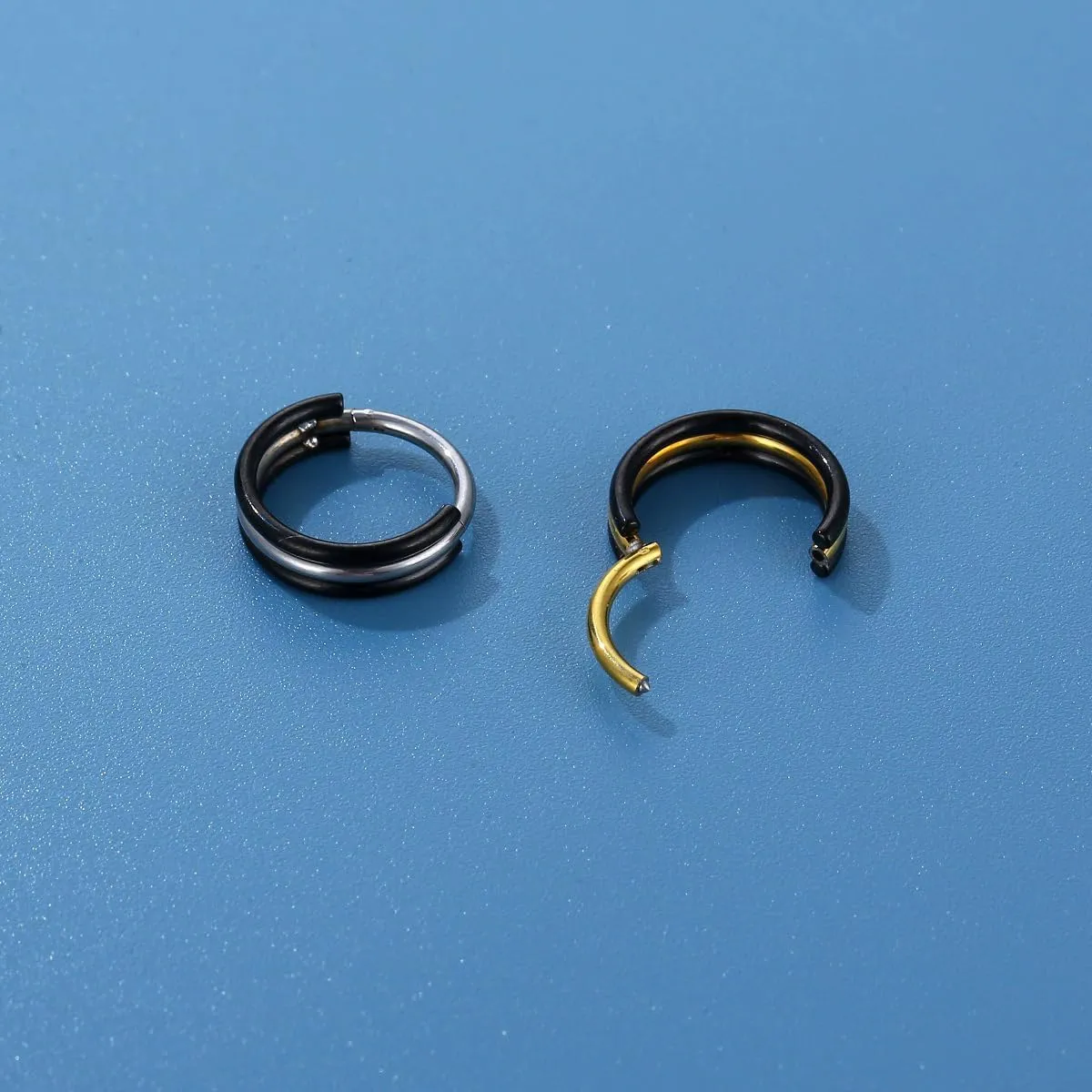 16G G23 Titanium Nose Septum Rings for Women Men Hypoallergenic Septum Jewelry Black Hoop Nose Rings Hinged Segment Hoops Conch Helix Cartilage Earrings Body Piercing Jewelry 8mm 10mm