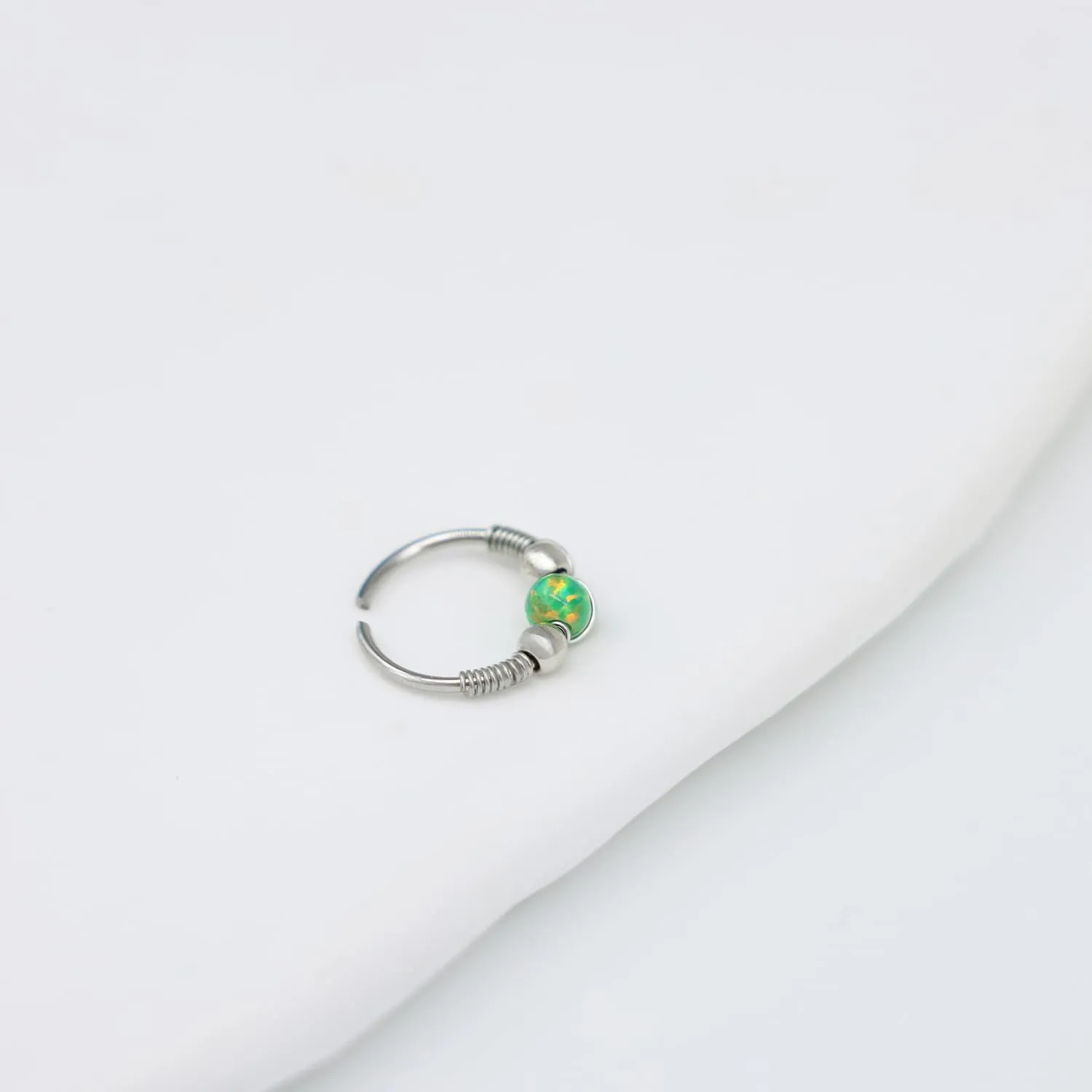18G Nose Rings Hoops Opal Nose Hoop Ring 316L Surgical Steel Nose Piercing Silver nose ring Small Nose Ring Hoop Face Jewelry for Women Wen Grils