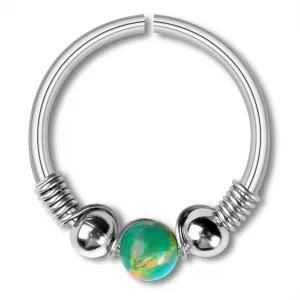 18G Nose Rings Hoops Opal Nose Hoop Ring 316L Surgical Steel Nose Piercing Silver nose ring Small Nose Ring Hoop Face Jewelry for Women Wen Grils