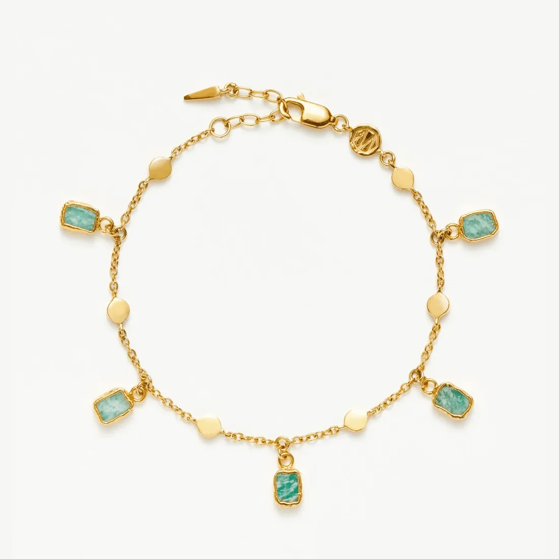 18K Gold Plated Amazonite Charm Bracelet