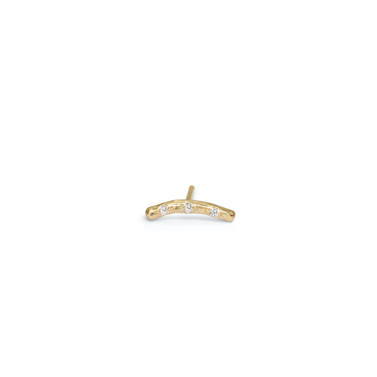 18K Short Diamond Bar Studs