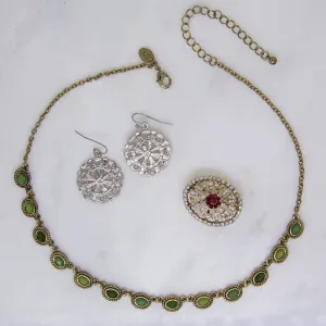 1928 Jewelry $80 Value Mystery Jewelry Package One Necklace, One Earring and One Brooch