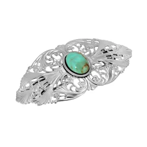 1928 Jewelry Oval Turquoise Color Oval Stone Large Hair Barrette